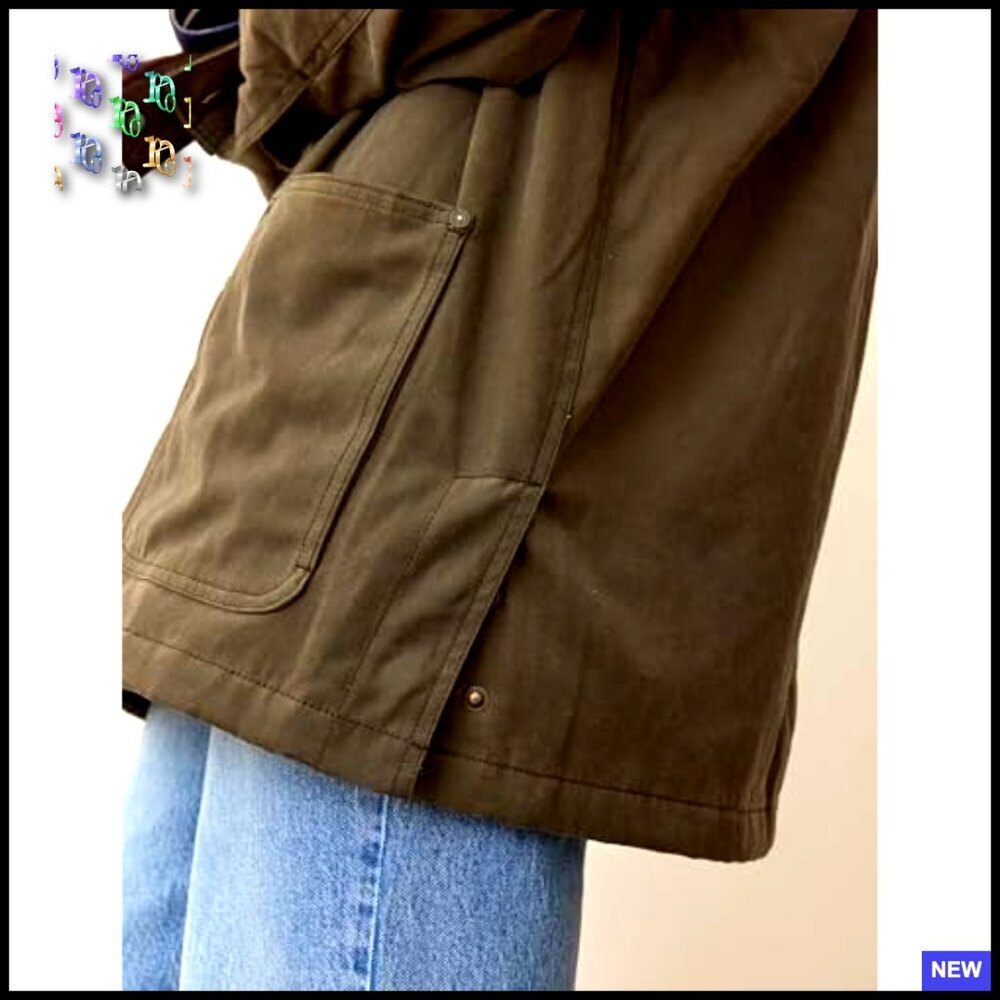Oversized Corduroy Collar Barn Jacket Vintage Workwear Utility Coat with Pockets - Picture 3 of 7